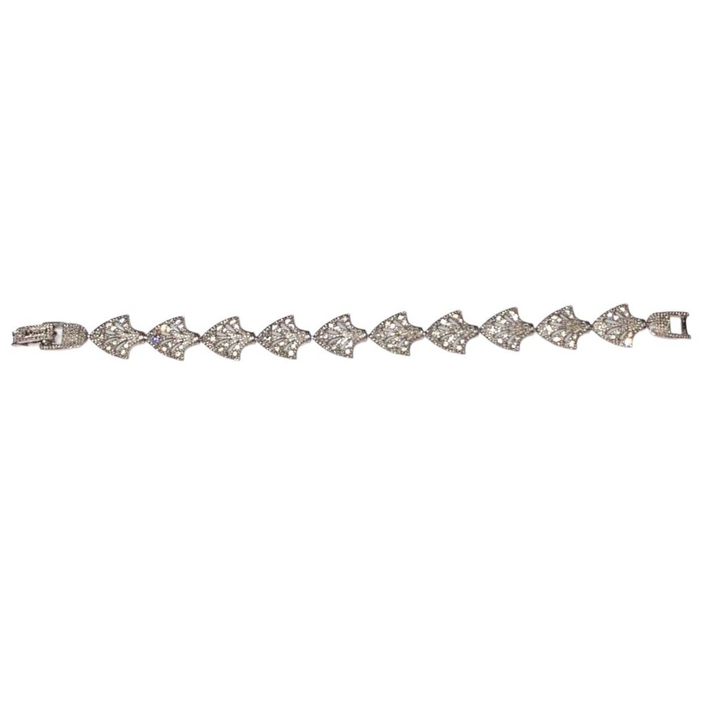Christian Dior Silver Crystal Rhinestone Logo Filigree ICY BLING Chain Bracelet - Picture 5 of 12